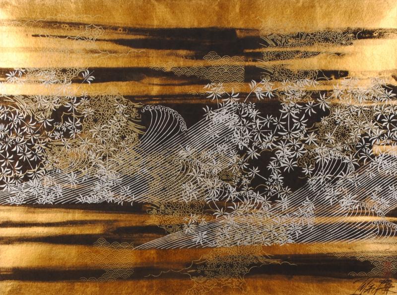 今井俊満 花鳥風月 シルクスクリーン 現代アートの絵画をシルク