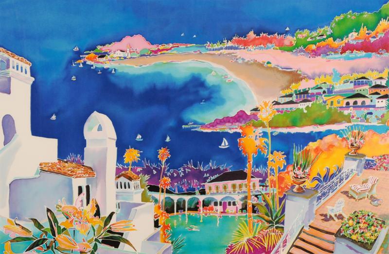 ジェニファー・マークスがシルクスクリーンの版画で制作した海の絵画