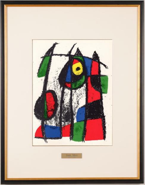 ジョアン・ミロがリトグラフの版画で制作した抽象画の絵画「ノーサイン