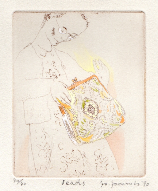 真作】山本容子「ハムレット」手彩色エッチング 直筆サイン 版画 絵画