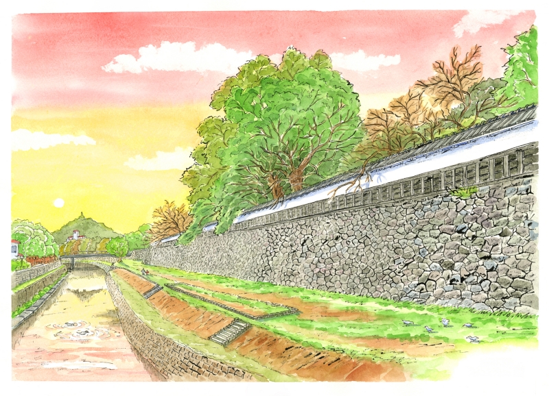 絵画の水彩画で内藤謙一が描いた絵「熊本城・長塀」をご購入