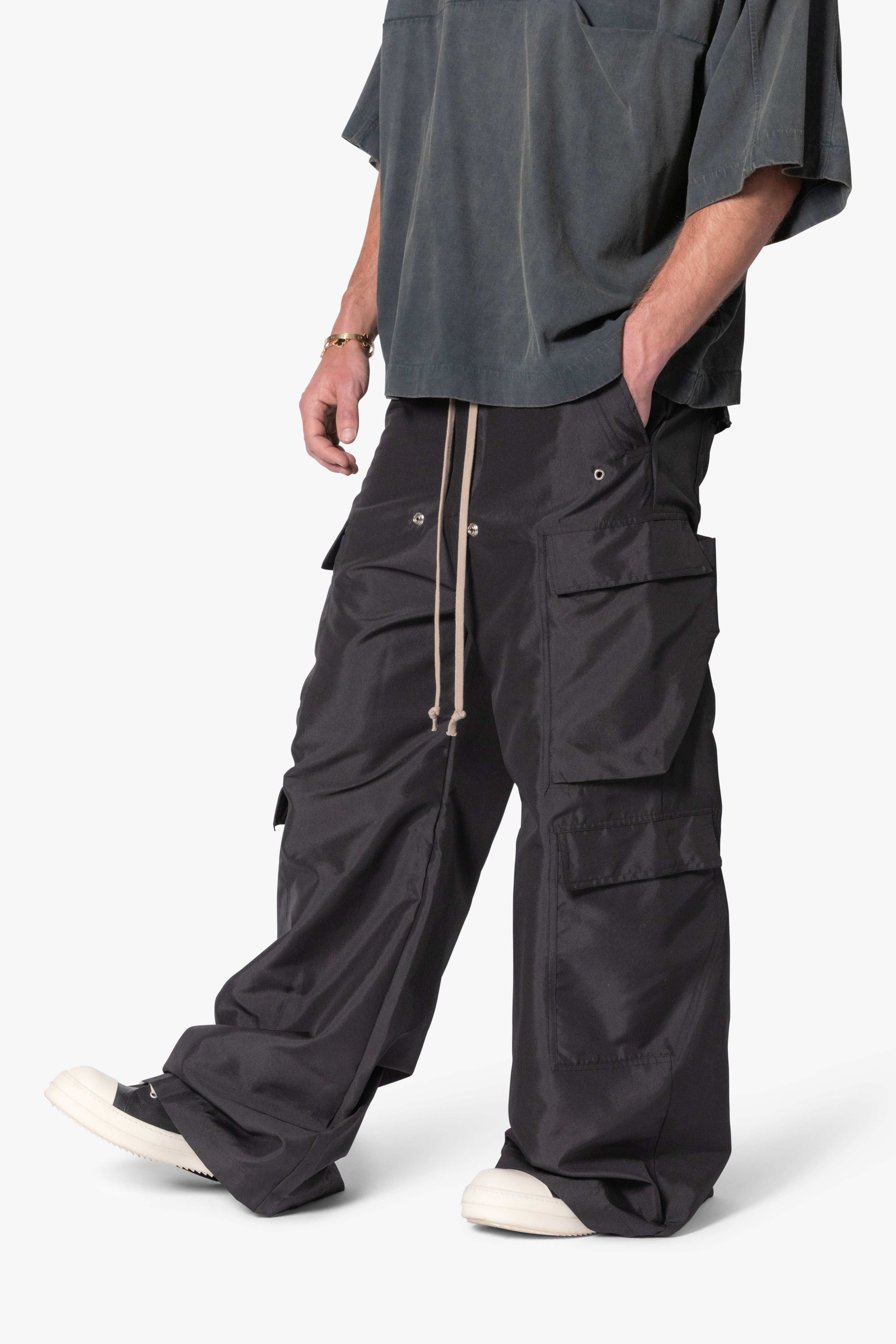 Black Double Cargo Rave Pants | mnml