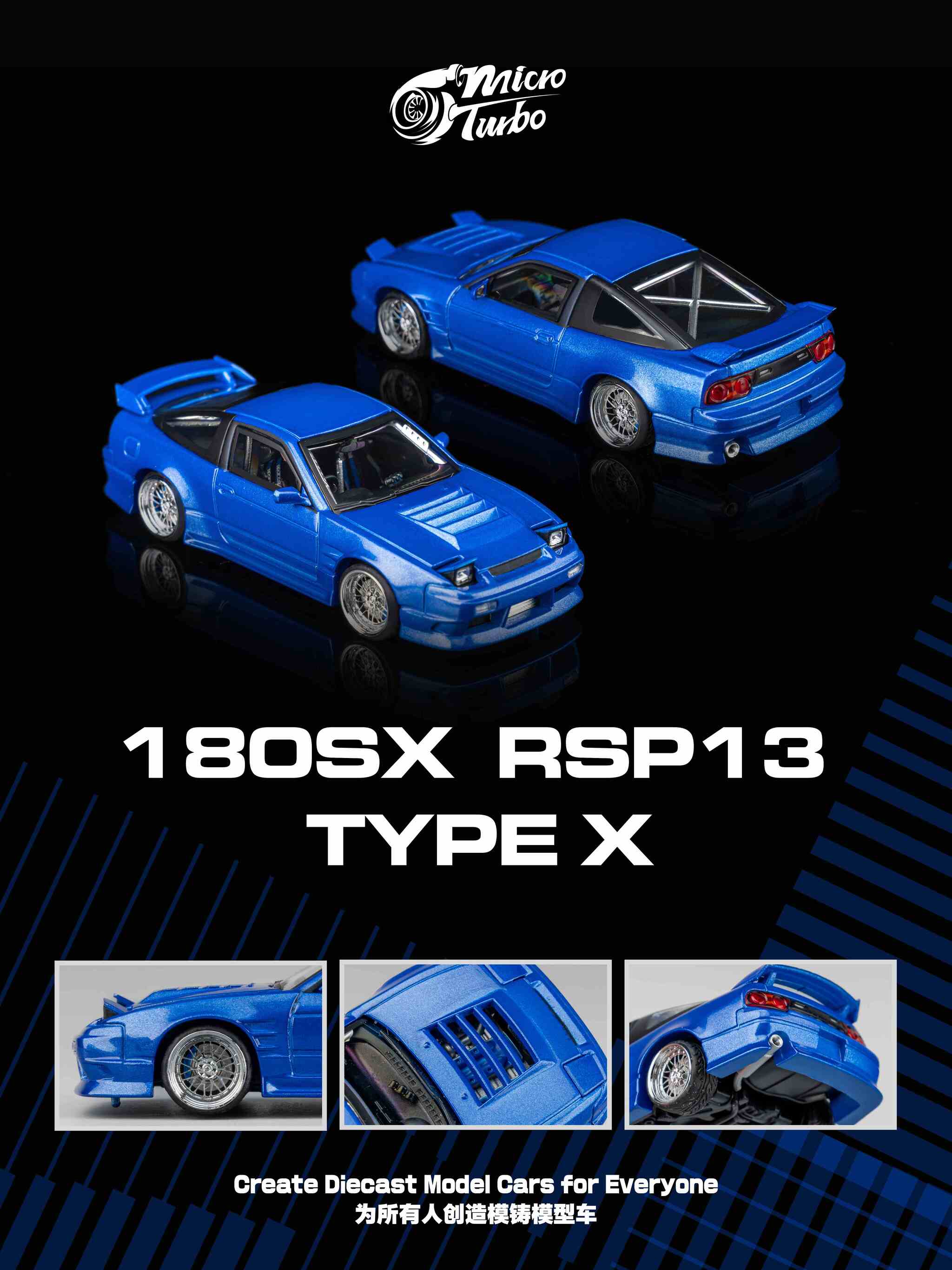 Microturbo - 1/64 Custom 180SX Type X - Metallic Blue
