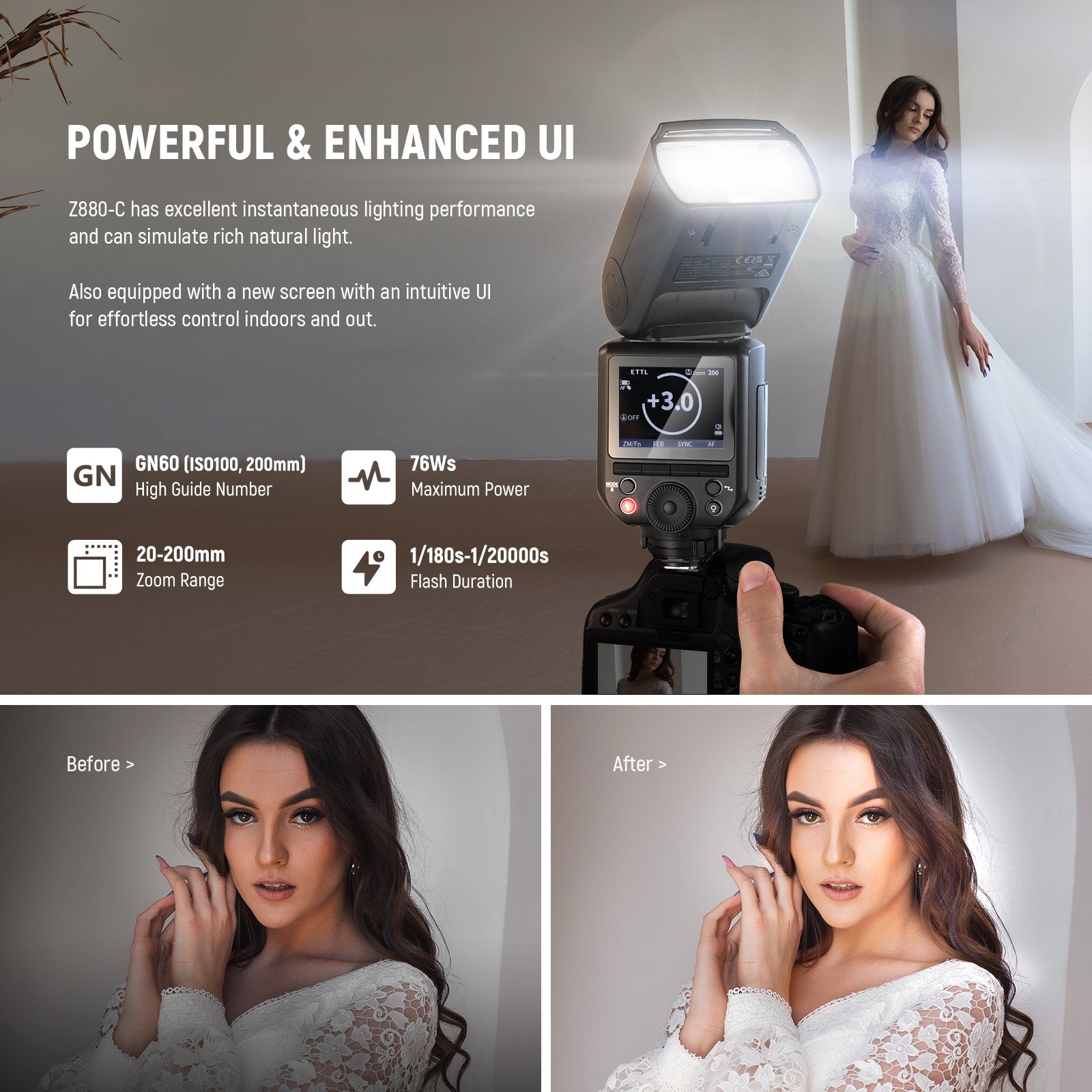 NEEWER Z880 GN60 TTL Flash Speedlite For Canon/Nikon/Sony