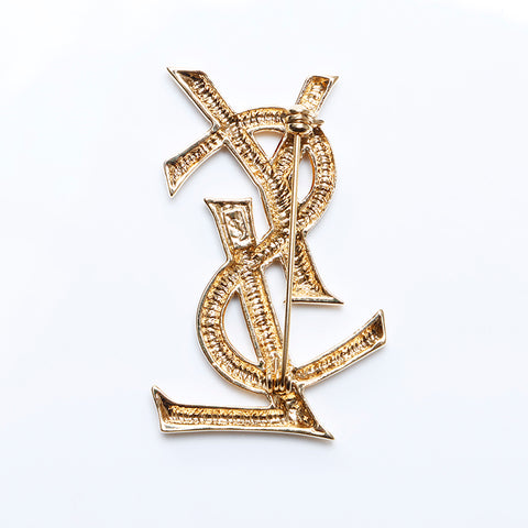 極美品 イヴ・サンローラン YVES SAINT LAURENT YSL ロゴ ブローチ