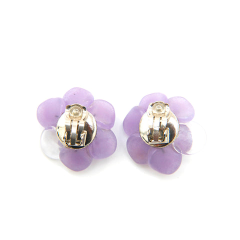 シャネル CHANEL ココマーク カメリア フラワー イヤリング パープルx