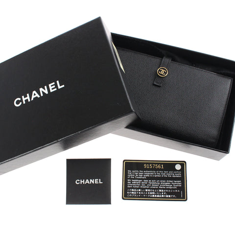 シャネル CHANEL ココボタン 長財布 9番台 レザー ブラック P3103