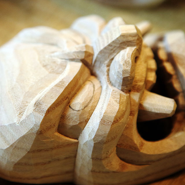 なまはげ館 【受注生産】石川千秋作 壁掛け用なまはげ木彫り面 二面板