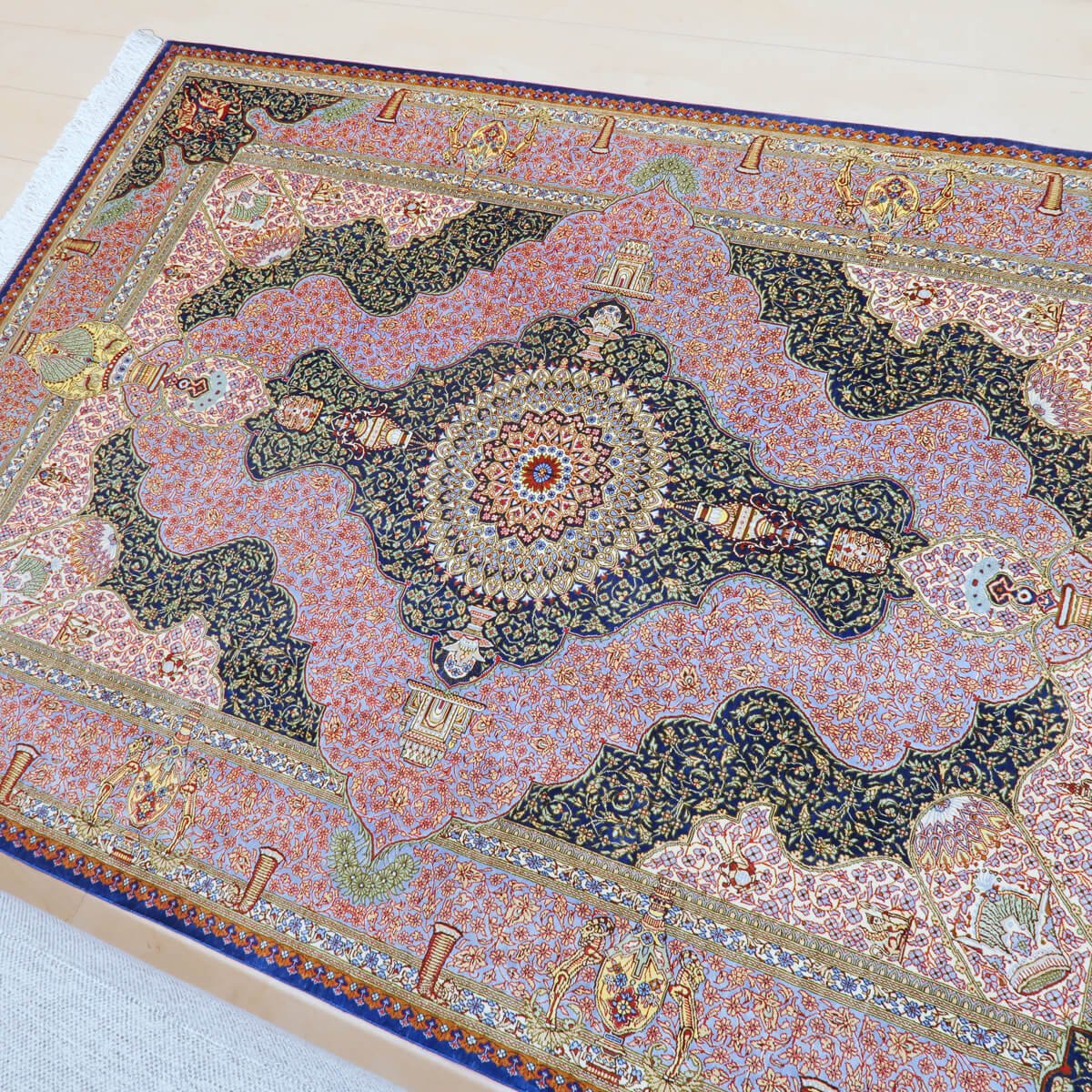 値下げ‼️ ペルシャ絨毯 タペストリー 最高級 クム産 Mジャムシーディ