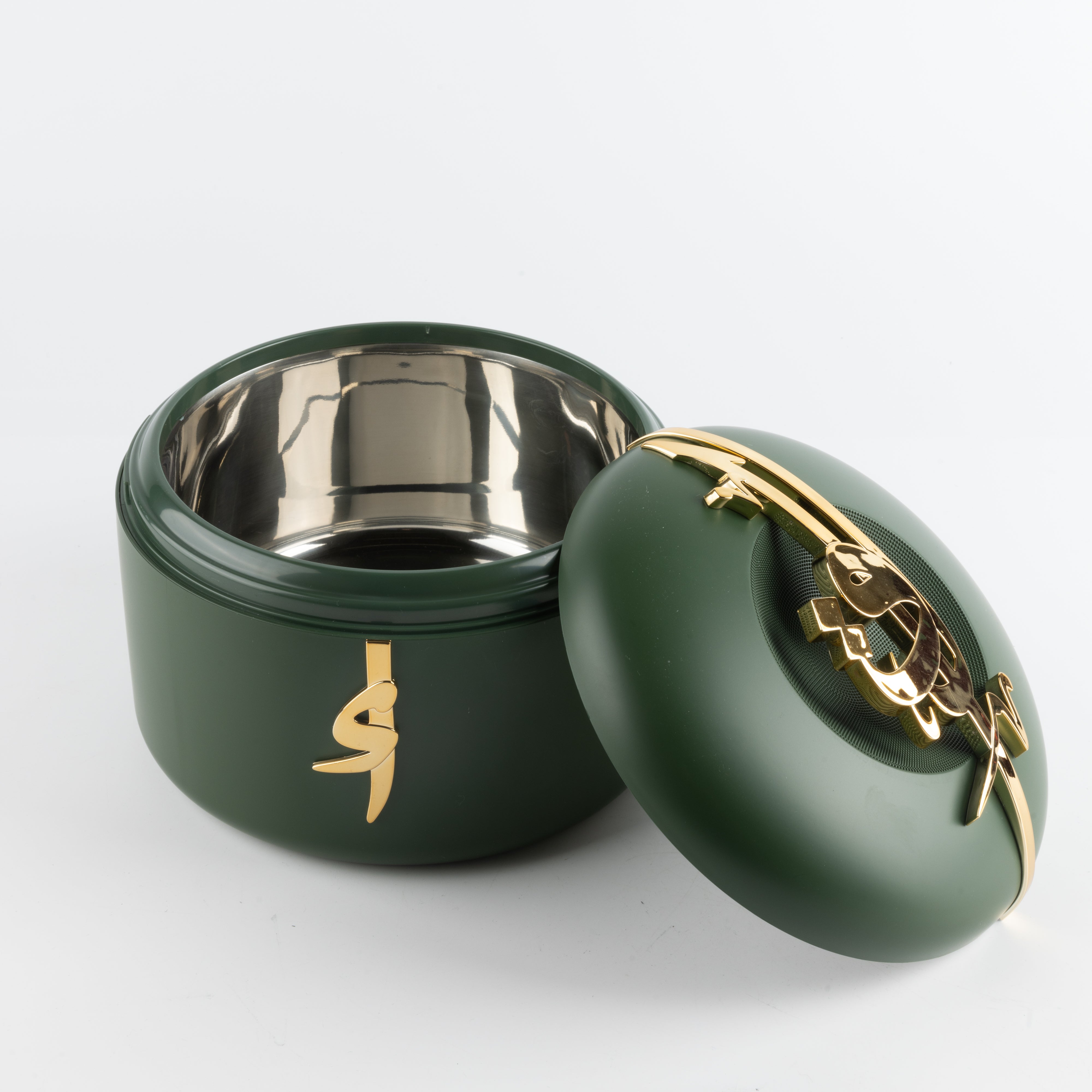 Liqa'a - Food Thermos/ Warm Serv (Set of 3) - Olive Green & Gold