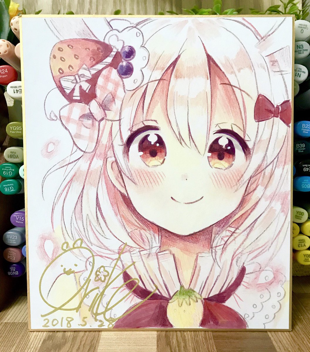 梱枝りこ 無人少女 直筆イラスト色紙 直筆サイン色紙 直筆色紙 複製色紙 梱