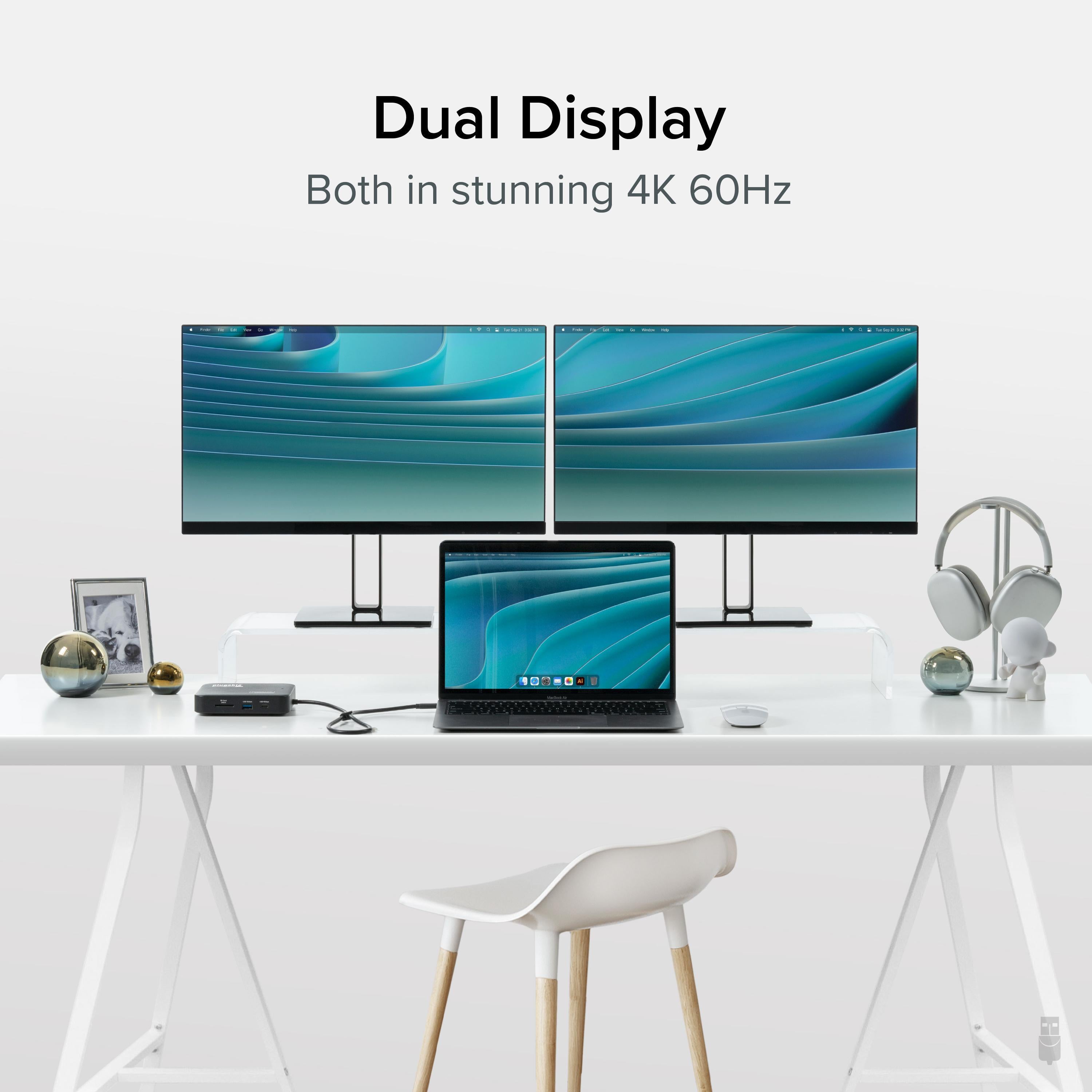 Plugable USB-C Dual HDMI Docking Station, 100W Pass Through