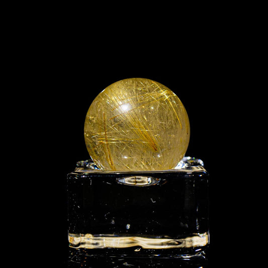 極上品】ゴールドルチルスフィア 丸玉 クリア 希少/超クリア/50ミリ