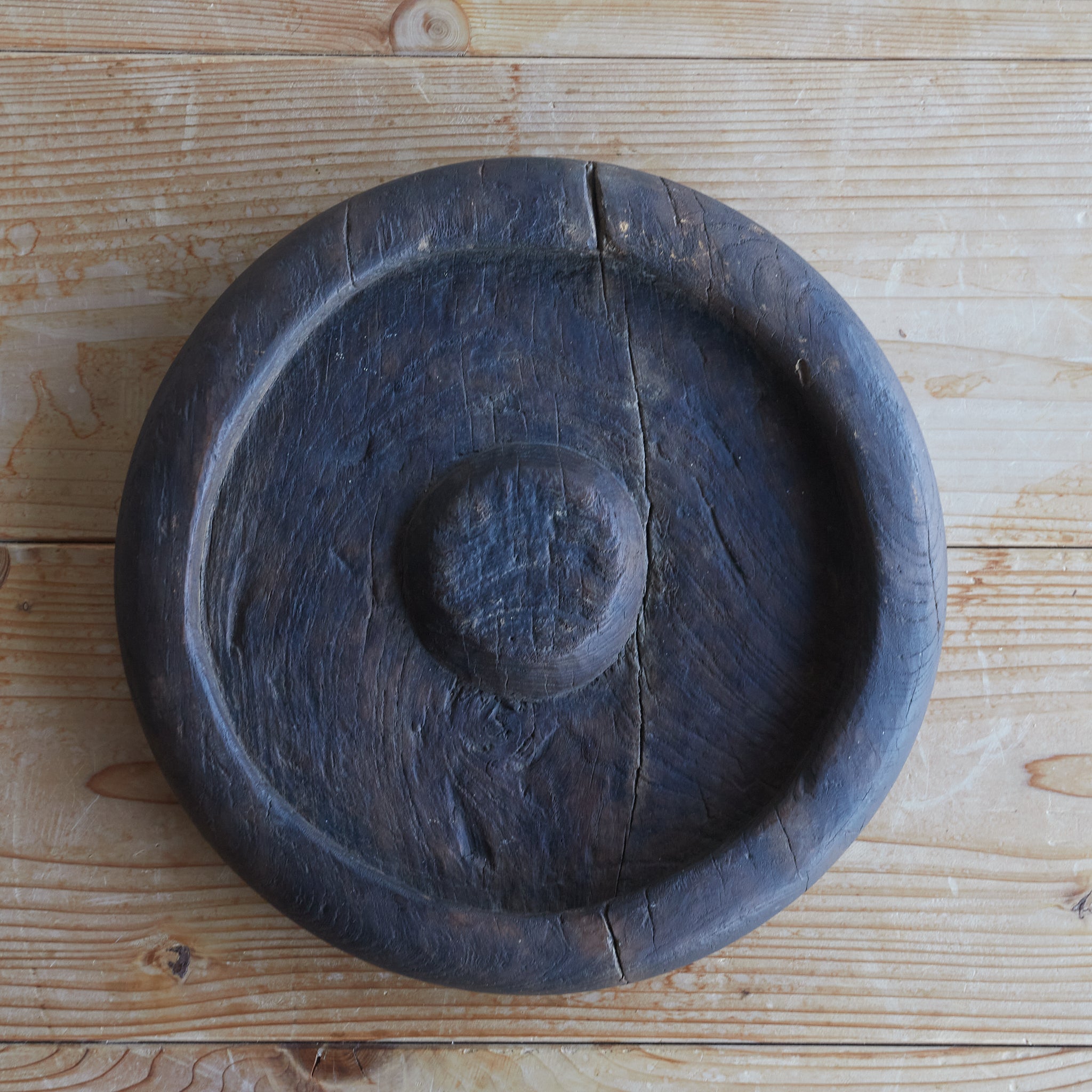 古い捏鉢 こね鉢 くり抜き盆 木地盆 古道具 アンティーク 民家 丸盆 検
