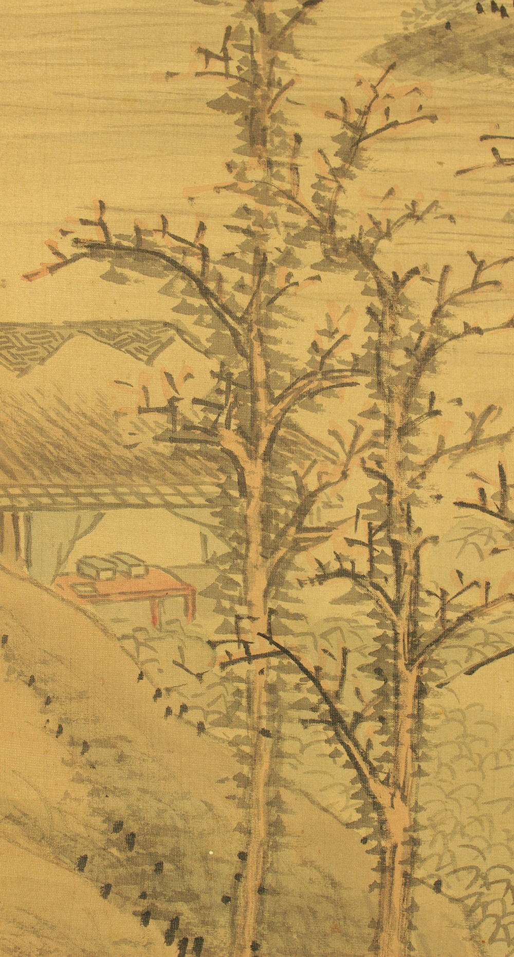 田能村竹田筆 絹本淡彩水墨【黄金水湧出之図】大徳寺378世無学宗行 詩