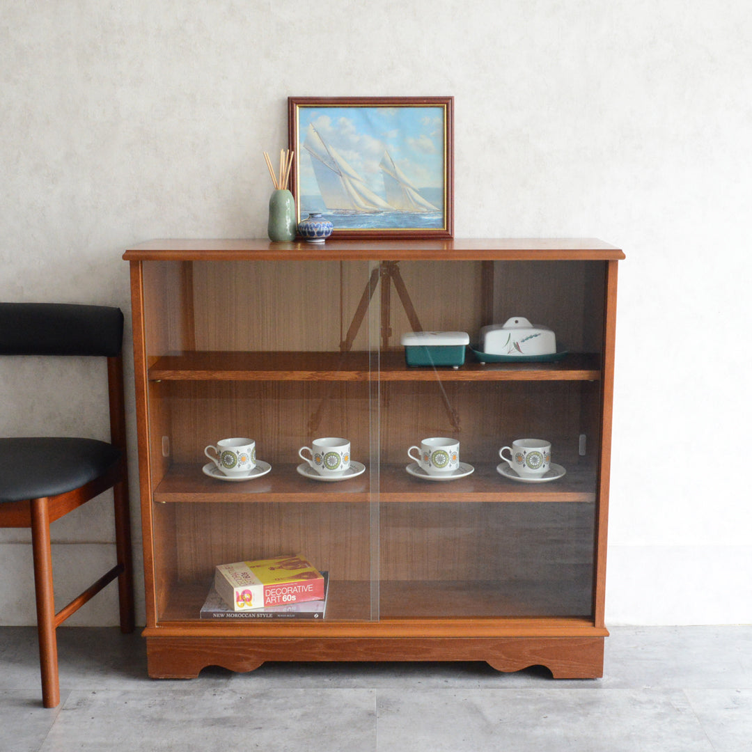 ミッドセンチュリーヴィンテージ チーク ガラスキャビネット 75