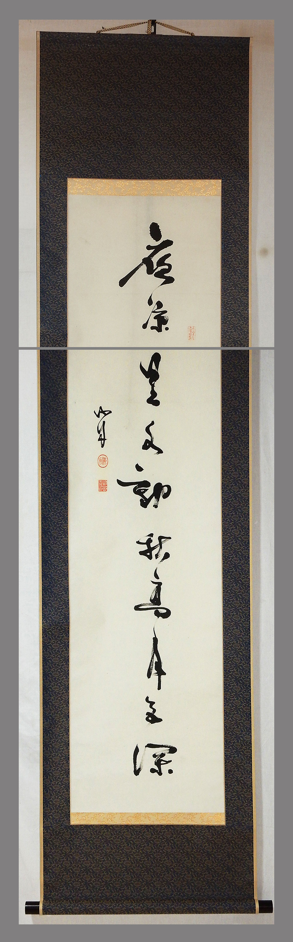 真作】□勝海舟□一行書□肉筆□掛軸□掛け軸□幕末三舟の一人□-掛軸