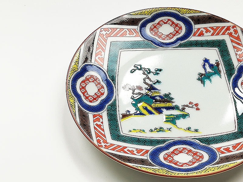 九谷焼 5号皿 古九谷木瓜ちらし山水図 – 漆陶舗あらき 輪島塗 九谷焼