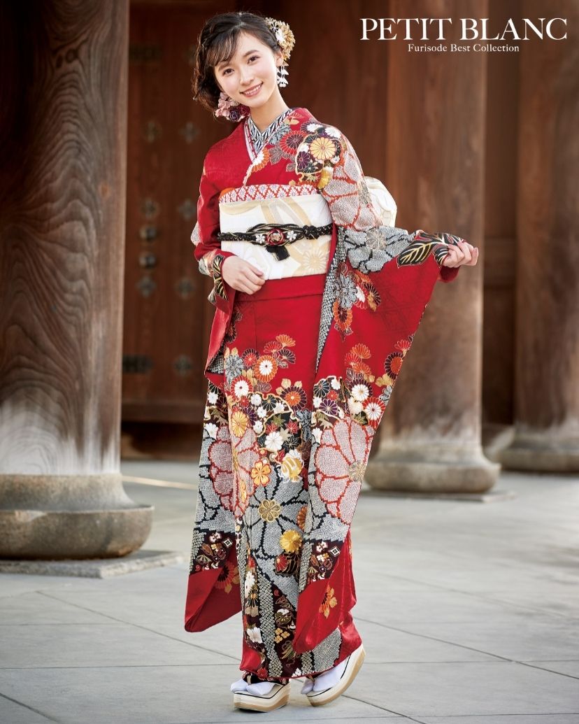 きい様＊ 【振袖フルセット】アンティーク 扇花柄 金駒刺繍 7点セット