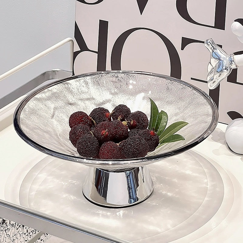 シルバー×デザインガラス コンポート