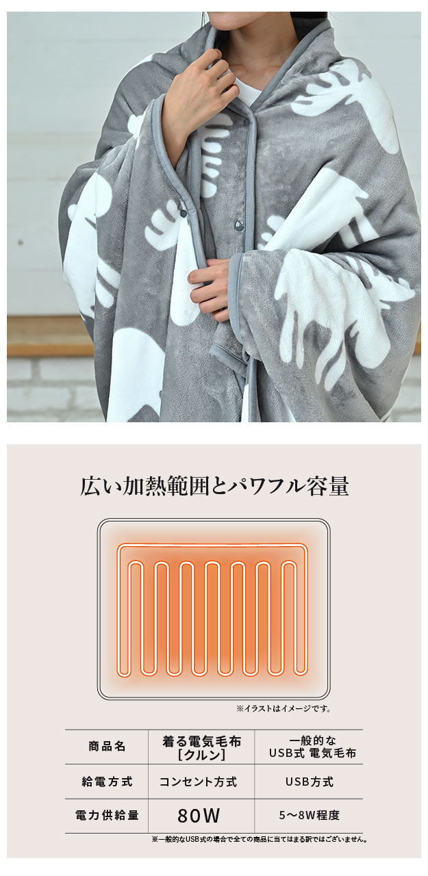 電気毛布 ブランケット 北欧 とろけるフランネル 着る電気毛布 curun