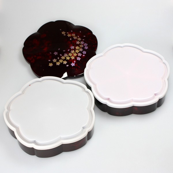 みよし漆器本舗 紀州塗り 7.5寸 桜型 二段オードブル 重箱 別甲 彩桜