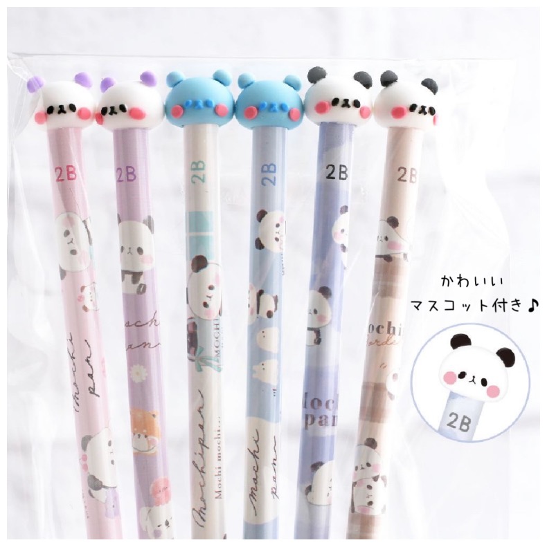 もちもちぱんだ 鉛筆 小学生 女の子 ラバーマスコット鉛筆2B 6本セット