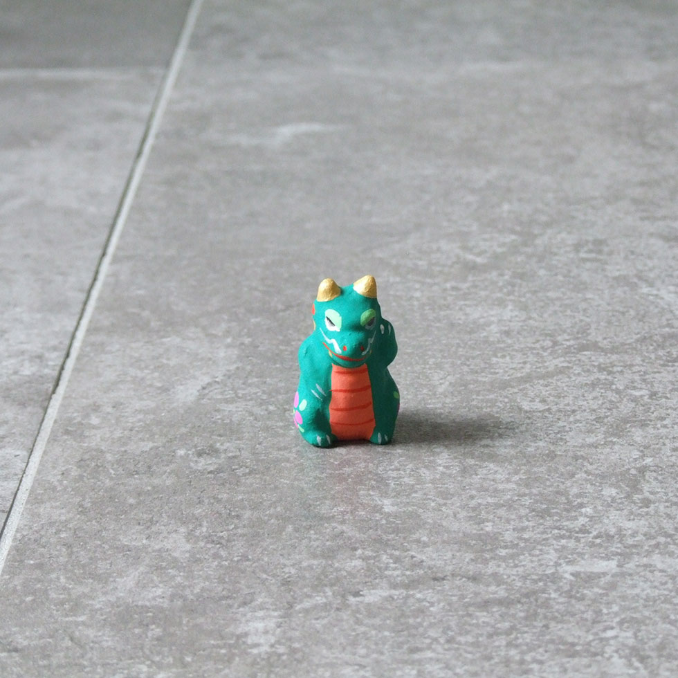 郷土玩具 民藝 福島県 工房千想 豆招き辰 緑 干支 龍 縁起物 置物 開運