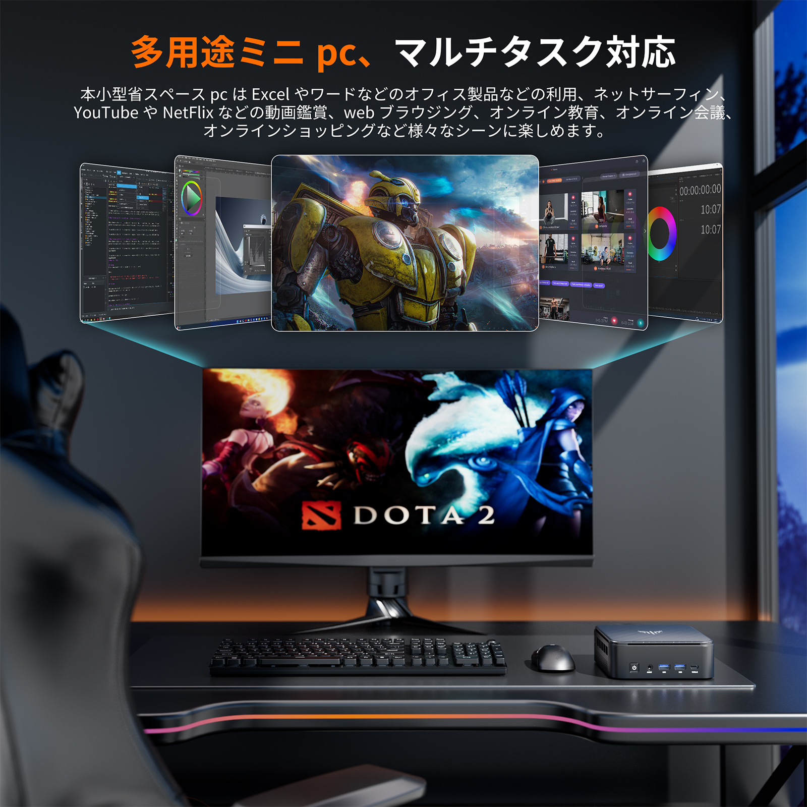 Nipogi ゲーミング AMD Ryzen5 7430U ミニpc 新版小型ゲーミングpc