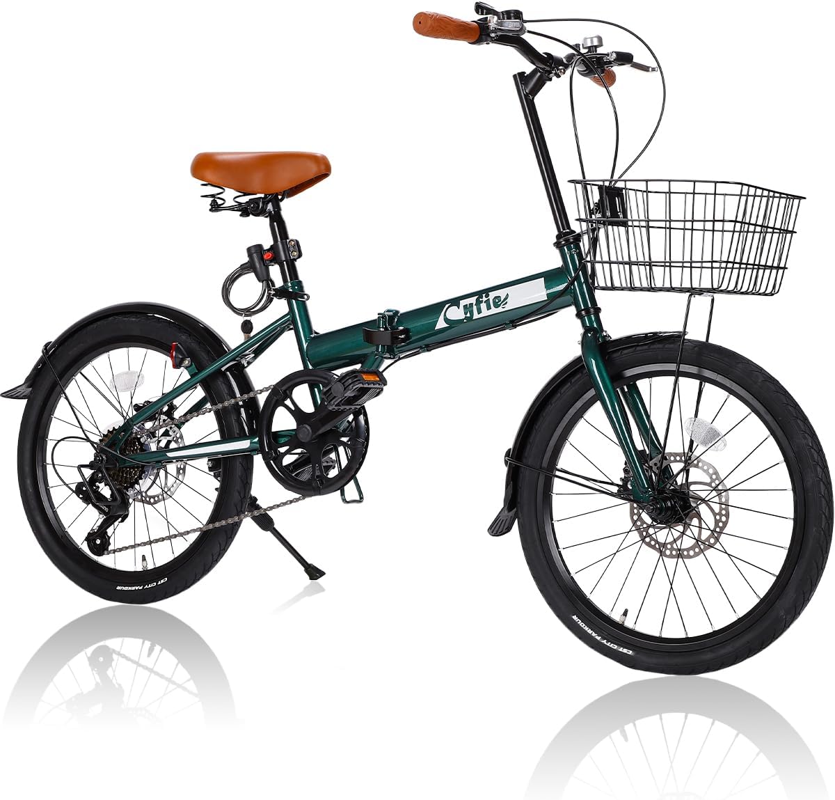 折りたたみ自転車 20インチ 自転車 シマノ7段変速 カゴ付き 軽量