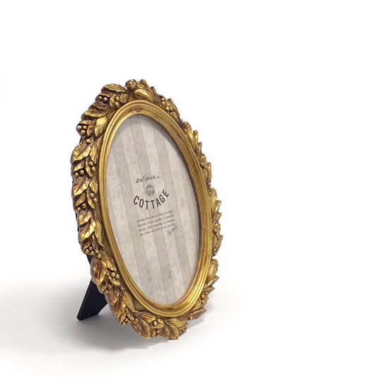 アンティーク フォトフレーム オーバル リーフ ゴールド 壁掛け フォト