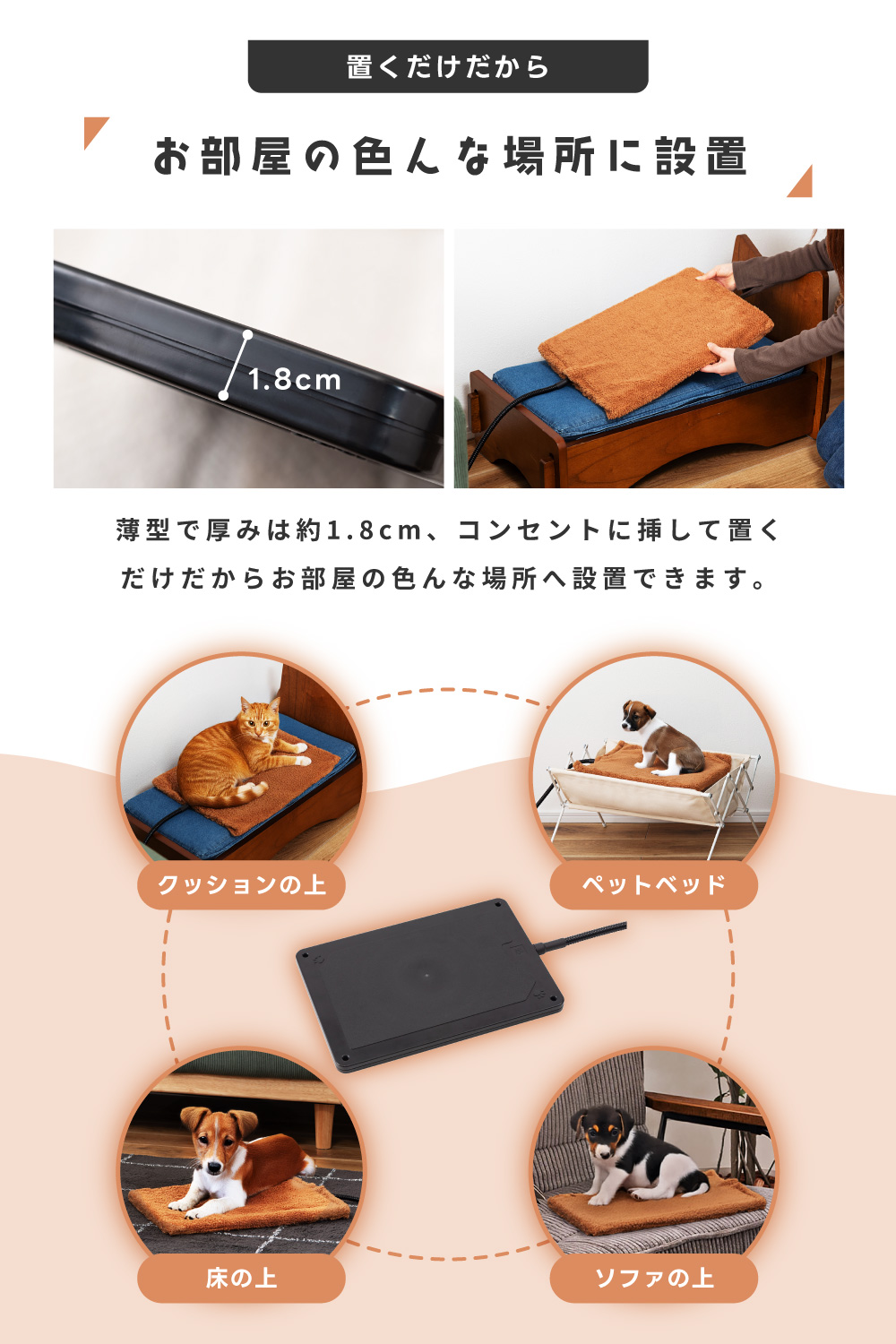 ペットヒーター60w・マルカン CASA デジタルサーモ300 セット 暖房器具