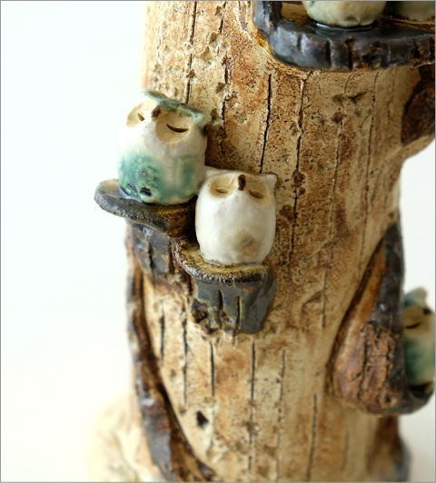 花瓶 花びん 陶器 花器 瀬戸焼 フクロウ 和風 雑貨 置物 置き物