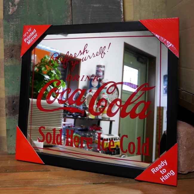 コカコーラ パブミラー トレイ コカ・コーラ ヴィンテージ風 ミラー 80