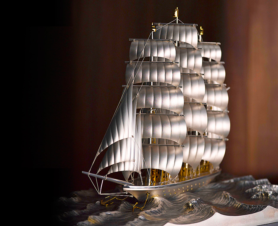 武比古ヨット 金属製帆船模型 ガラスケース付き 武比古 TAKEHIKO 帆船