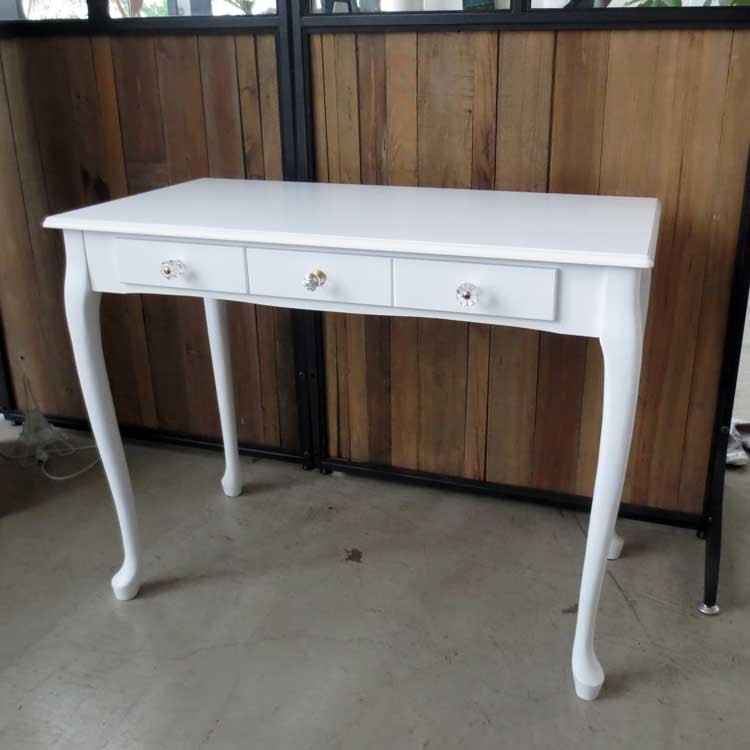 デスク 幅90cm ホワイト 猫脚 ガーリー 引出し 収納付 : インテリアル