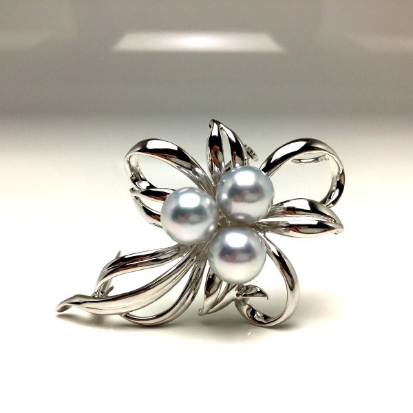 K18 silver ショップ アコヤパール ブローチ 珠約8.5mm アコヤ真珠