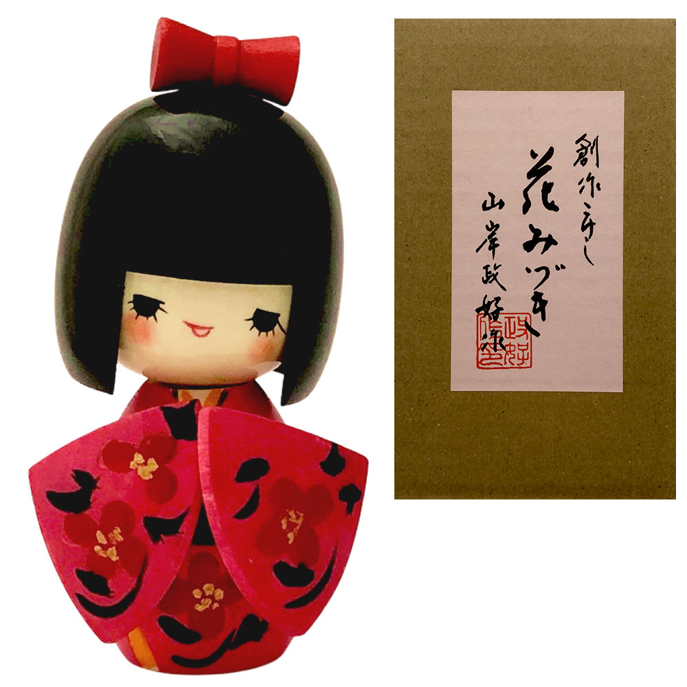 希少品！！『三平コケシ』木製こけし人形 茶色と赤のグラデーション