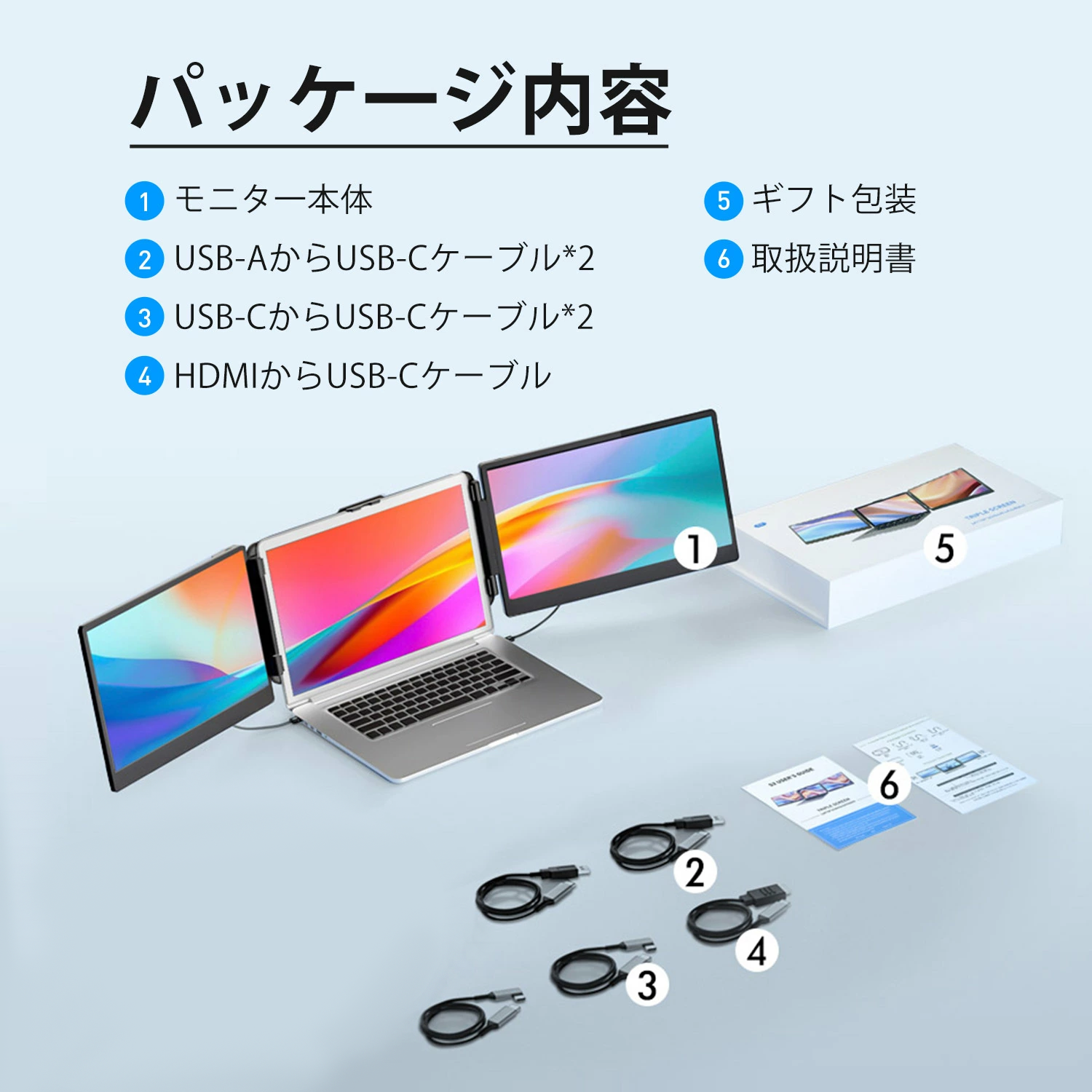 JETAKU トリプルモニター モバイルモニター14インチ ディスプレイ