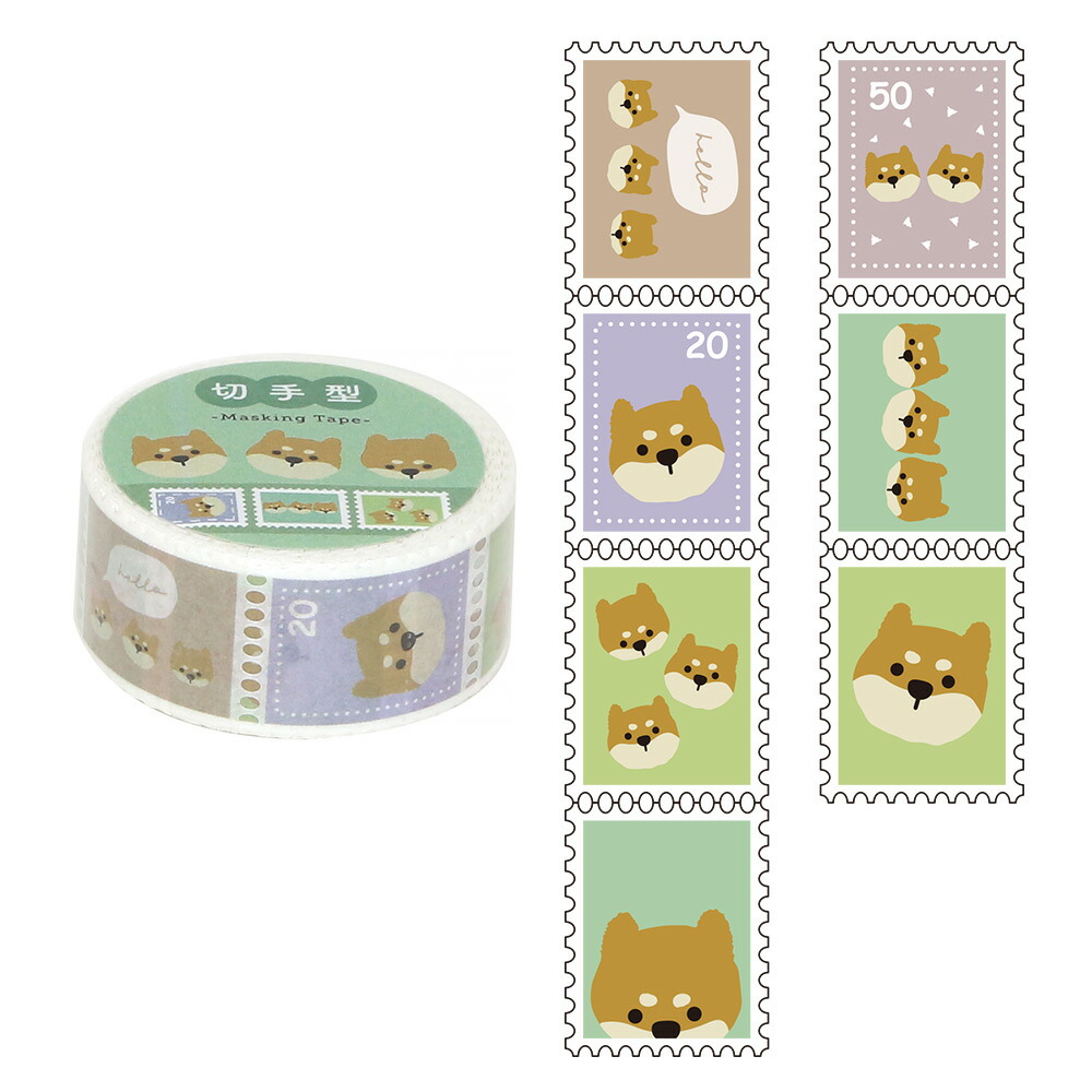 トリオ／切手型マスキングテープ どうぶつ柄 アニマル柄 うさぎ