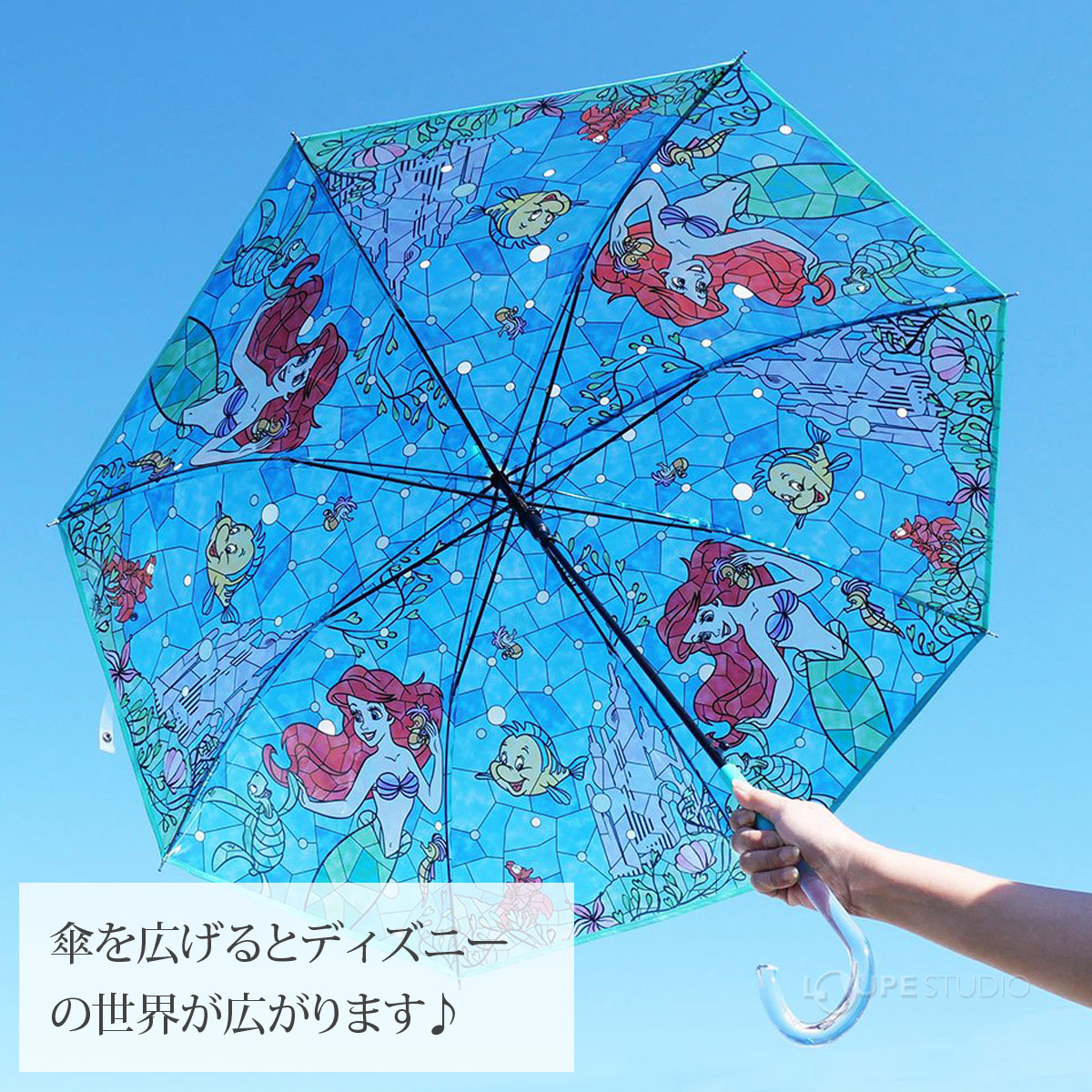 ディズニー 傘 大人 レディース プリンセス ステンドグラス風 60cm