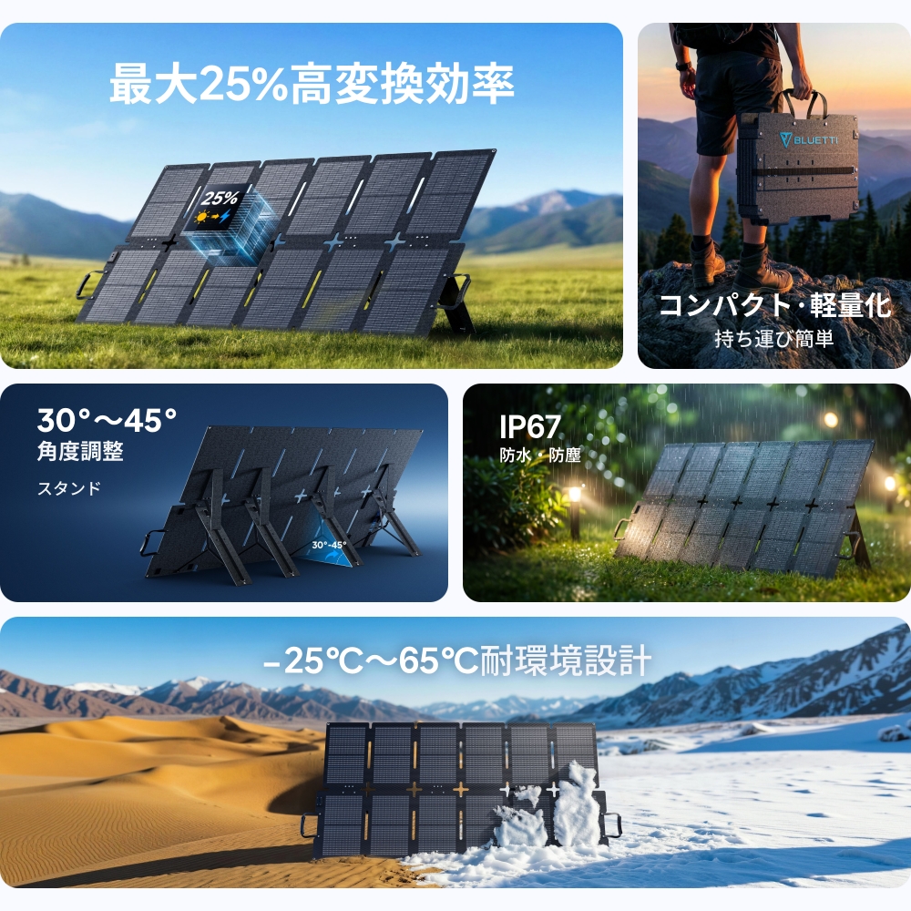 BLUETTI BLUETTI 200W ソーラーパネル 折り畳み式太陽光パネル 単結晶