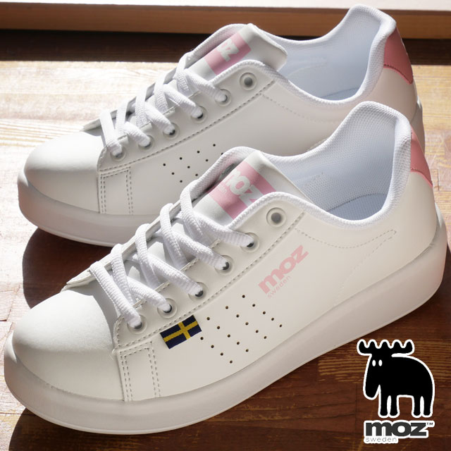 moz（モズ） スニーカー 白 レディース 厚底コートスニーカー レース