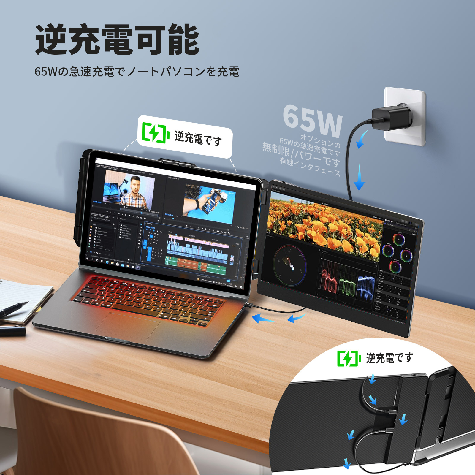 デュアルモニター モバイルモニター 14インチ ディスプレ