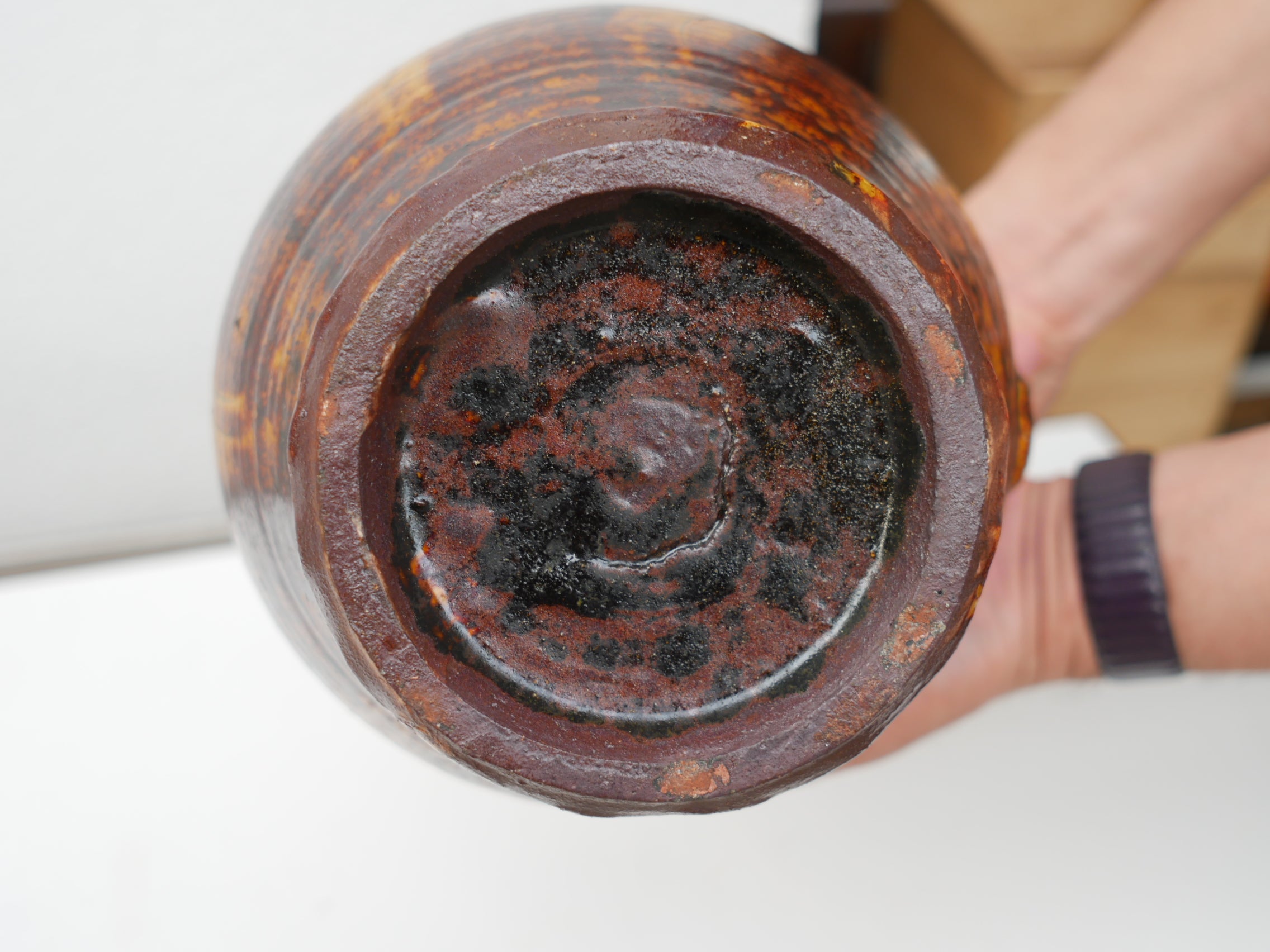 作家物船木研児船木研兒指描筒茶碗抹茶碗民芸民藝バーナードリーチ