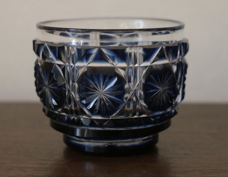 島津磯斉 薩摩切子色被せガラス 冷酒グラス揃 共箱 高7㎝