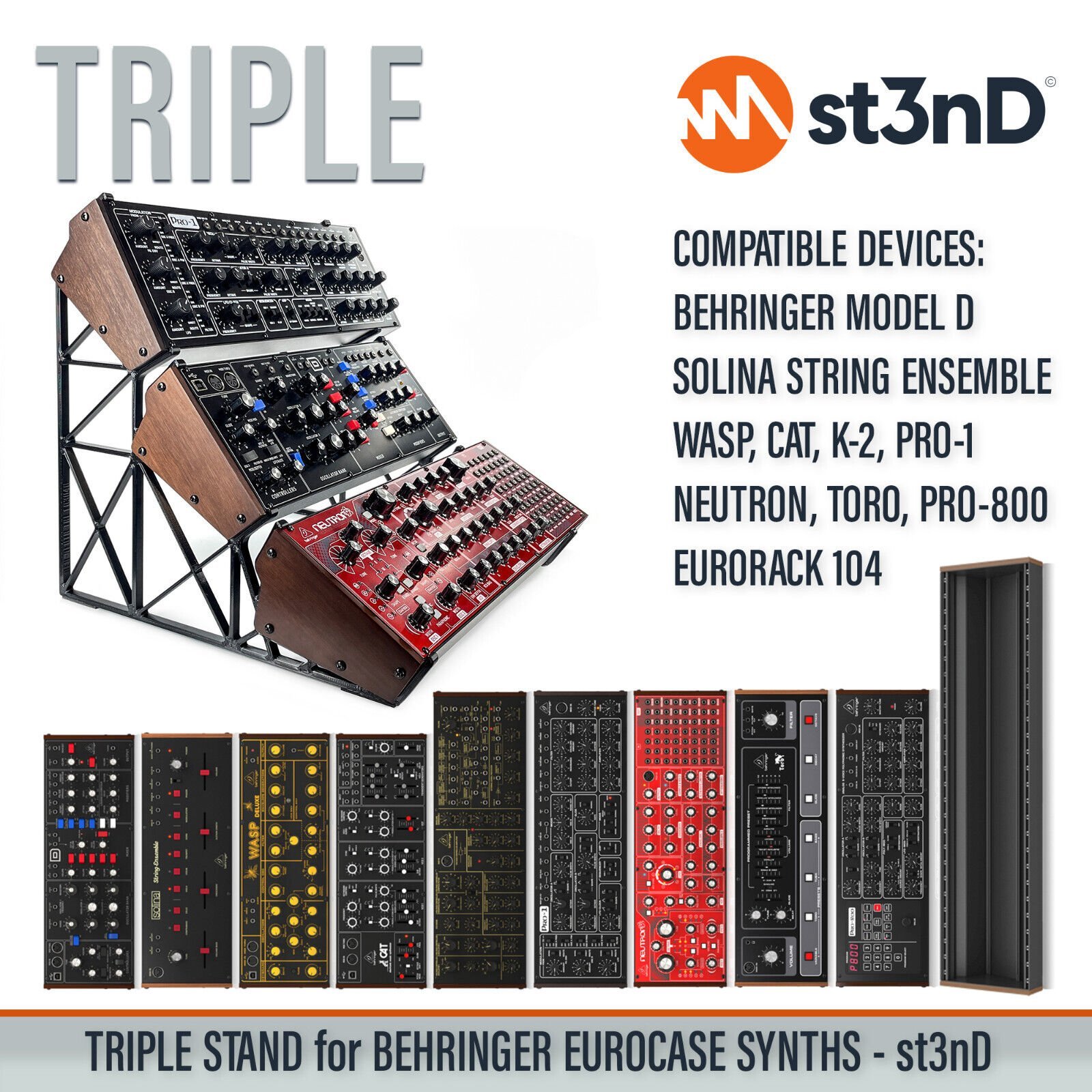 TRIPLE STAND for BEHRINGER 70HP/80HP EURORACK CASE SYNTHS - Synth