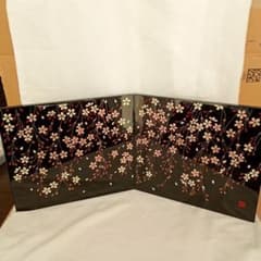 漆器 桜模様 会津塗木製屏風衝立 二つ折り式 - メルカリ