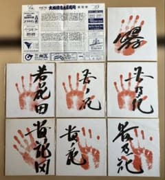 大相撲 力士 貴乃花 曙 若乃花 サイン手形 色紙 全7枚 星取表付