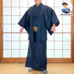 古布男物半襦袢両面染め型染ミツウロコ絞り時代劇